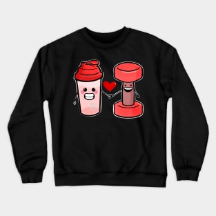 Cute Protein Shaker And weights Valentines Day Crewneck Sweatshirt